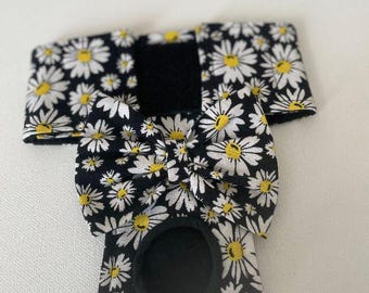 READY to SHIP - Small  -  Female Dog Panty/Diaper - Black with Daisies