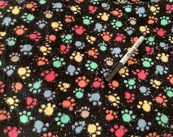 Washable, Waterproof, Reusable Puppy / Potty Pad - 18 x 24 - Rainbow Paw Prints on Black with Spatters