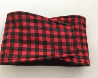 Dog Diaper - Male Dog - Belly Band - Belly Wrap - Red and Black Buffalo Plaid  - Available in all Sizes