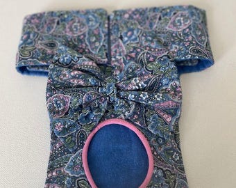READY to SHIP - Large  Petite -  Female Dog Panty/Diaper - Blue Paisley