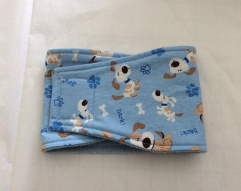 Belly Bands for Male Dogs -  Male Dog Diapers - Male Dog Belly Band - Dogs on Blue -Available in all Sizes