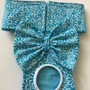 Female Dog Diaper - Dog Panties - Nappy - Britches - Blue with White Daisy Shapes - Available in all Sizes