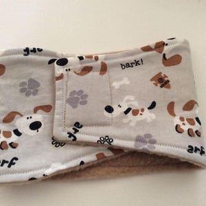 Dog Diaper - Male Dog Belly Band - Light Gray and Beige with Dogs  - Available in all Sizes