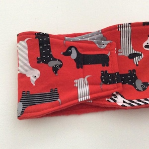 Dog Diaper - Male Dog Belly Band -Doxies on Red - All Sizes Available