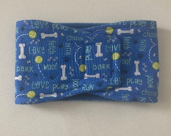 Dog Diaper - Male Dog Belly Band -Puppy Words on Blue - Available in all Sizes