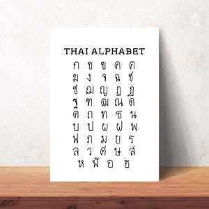 Thai Alphabet & Numbers Poster: Retro Asian Decor (Digital Download, JPEG File)