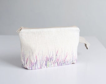 Lavender print wristlet pouch