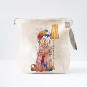 Project Bag with zipper. Nice fun woman print will melt yours heart. The picture was drown special for project bag. image 1