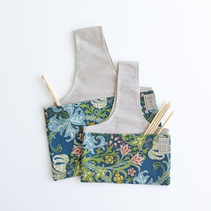 Knitting Project Bag with William Morris Golden Lily print. Sizes Large and small.