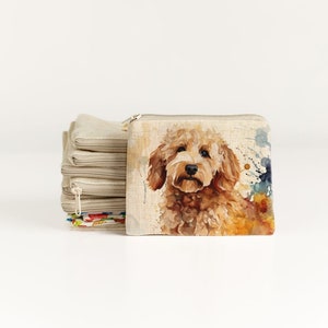 Small zip purse with Goldendoodle print Goldendoodle puppy