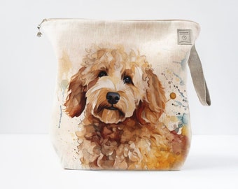 Work in progress Project Bag with Goldendoodle picture