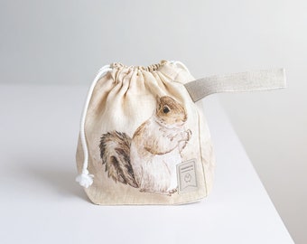 WIP Project Bag with Knitter with Squirrel print