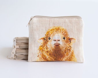 Small zip purse, sheep zip purse, small coin purse, sewing notions pouch, knitting pouch