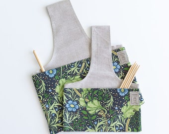 Knitting Project Bag with William Morris Seaweed print. Sizes Large and small.