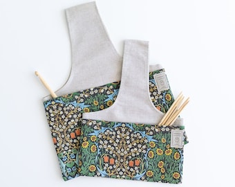 Knitting Project Bag with William Morris Blackthorn print. Sizes Large and small.