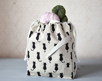 Drawstring Knitting Project Bag. Large. Special KnitterBag design.