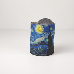 Van Gogh Starry Night linen fabric basket, housewarming gift, farmhouse decor, Linen Storage burlap basket.