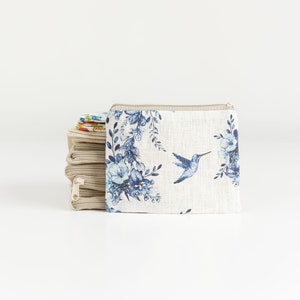 Toile de Jouy small zip purse, small coin purse, sewing notions pouch, knitting pouch