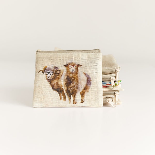 Small coin purse with Sheep with glasses