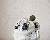 Large Knitting Project Bag. LUCKY SHEEP. Special KnitterBag design. Crochet Knitting Project Bag WIP organizer Spindle Bag Gift for Knitter