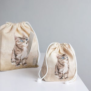 WIP Project Bag with Knitter with Cat print