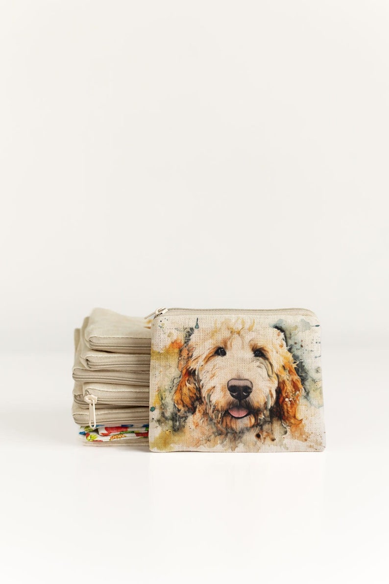 Small zip purse with Goldendoodle print Goldendoodle