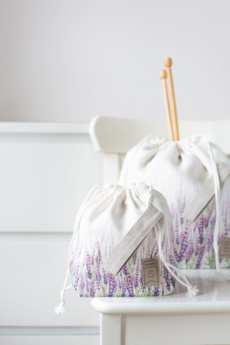 Project bags Lavender Set of 2 Knitter Project Bags Summer Flowers collection Large and Small