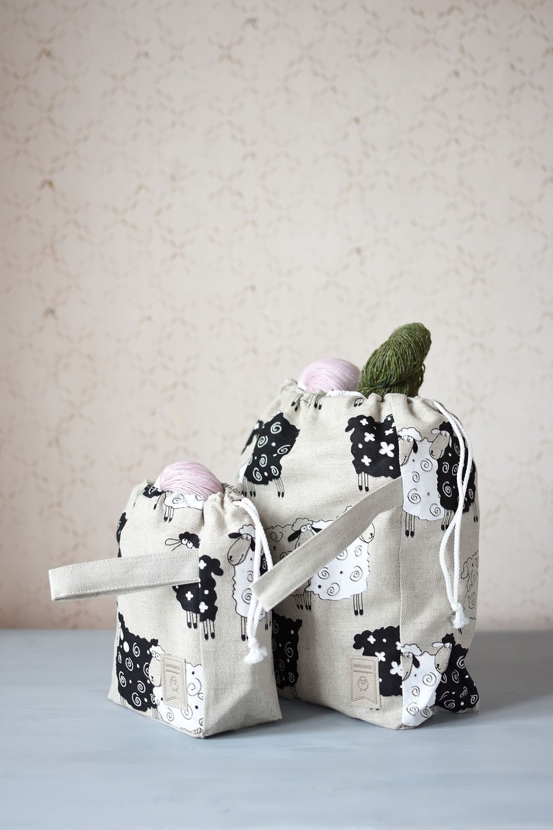 Large Knitting Project Bag. LUCKY SHEEP. Special Knitterbag Etsy