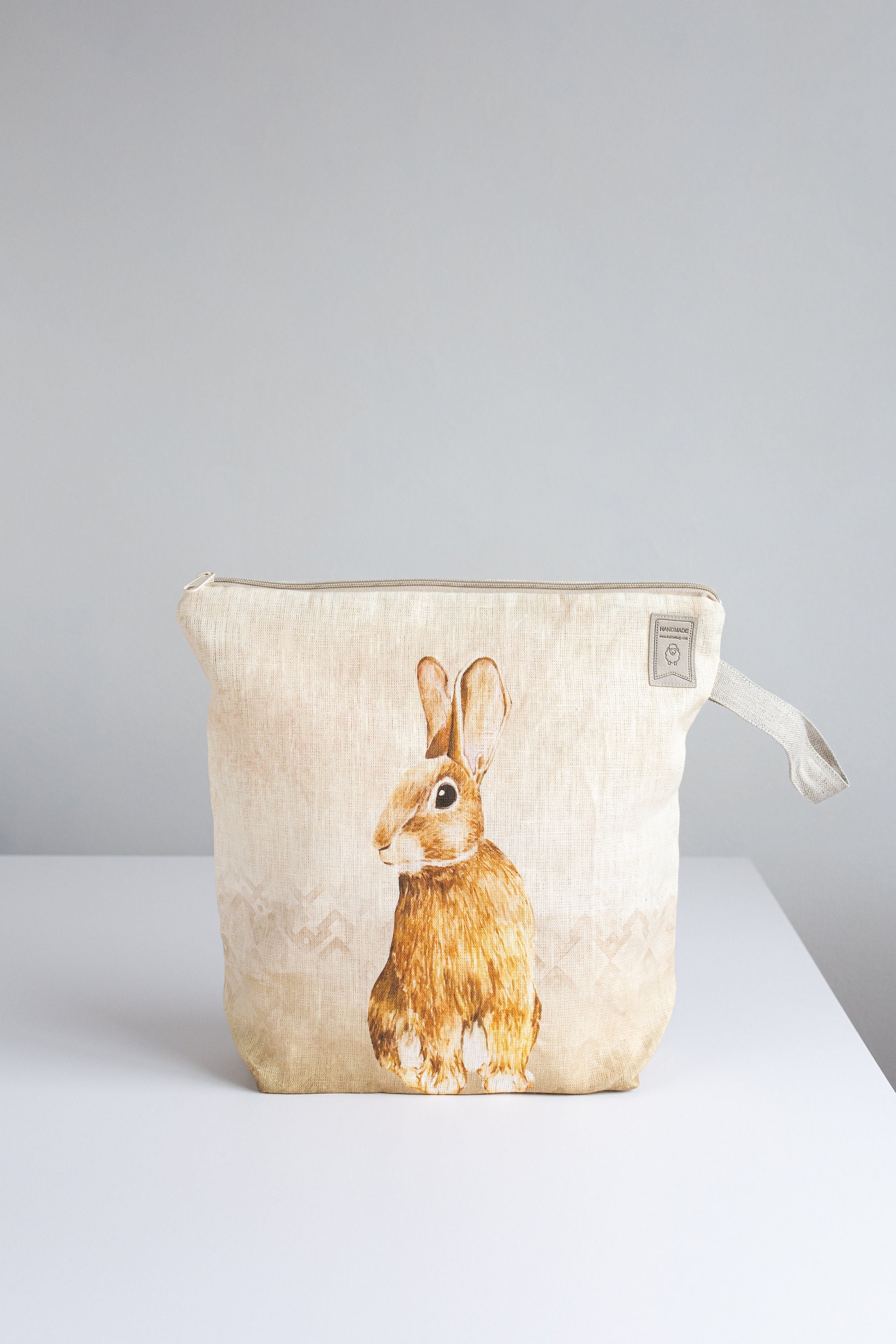 Sac à Tricoter Design – Lapin Timide En Tournée – Vert, Style Bandoulière (Neuf Avec étiquettes)