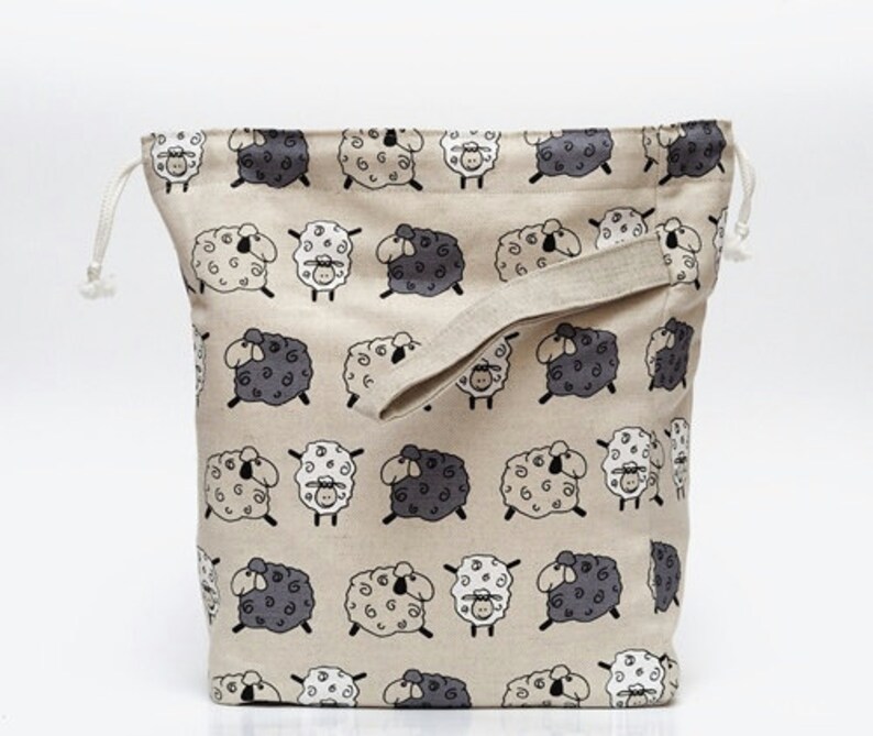 Large Drawstring Knitting Project Bag. SHEEP. Special Etsy