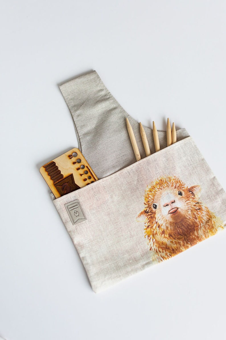 Knitting Project Bag with Sheep print. image 1