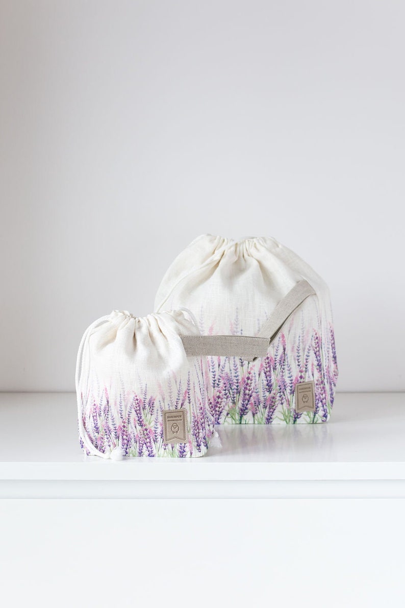 Project bags Lavender Set of 2 Knitter Project Bags Summer Flowers collection Large and Small
