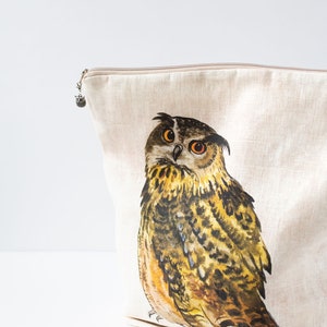 Work in progress Project Bag with zipper. Owl print. image 2