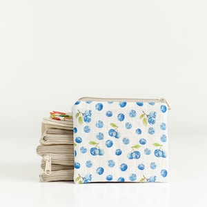 Monedero pequeño con cremallera y estampado de arándanos, monedero pequeño, neceser para costura, neceser para tejer
