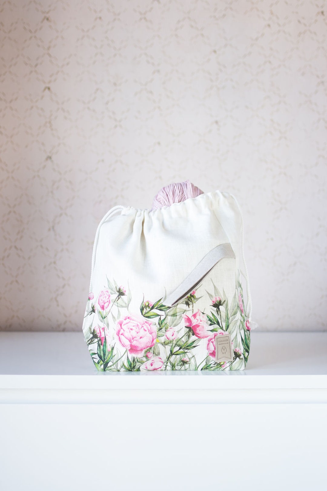 Drawstring Knitting Project Bag. Large. Summer Flowers - Etsy