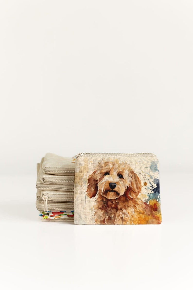 Small zip purse with Goldendoodle print Goldendoodle puppy