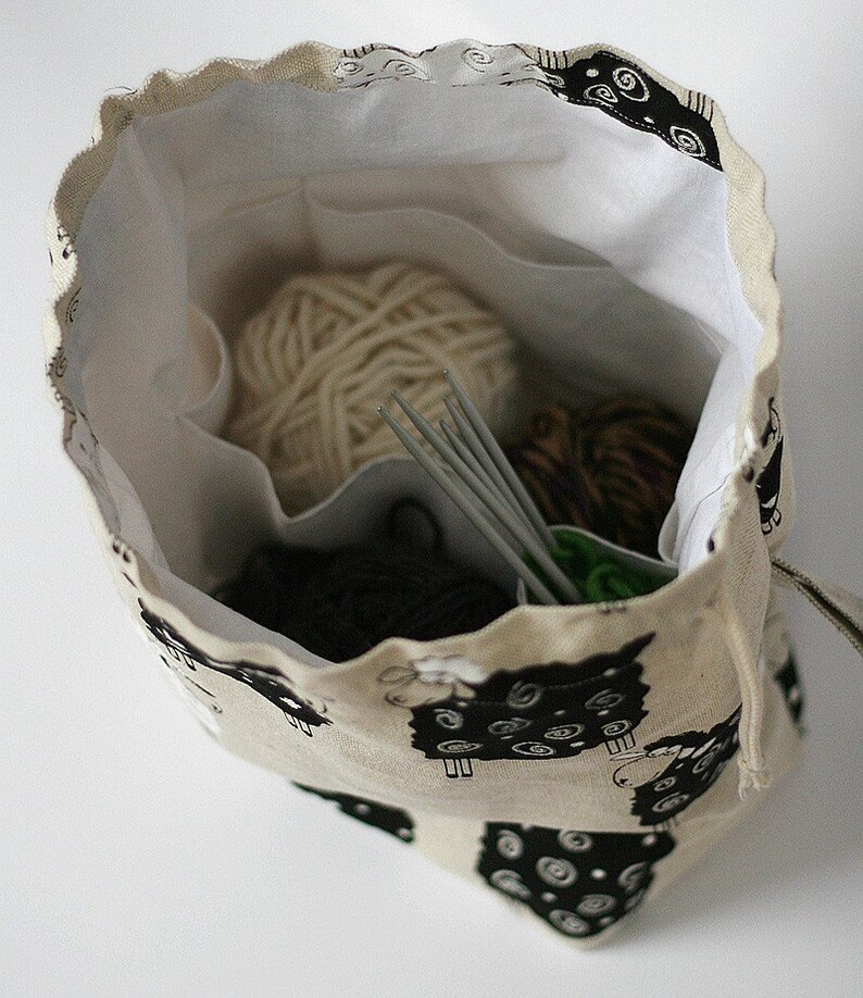 Set of 2 Lucky Sheep Knitter Project Bags Large and Mini.