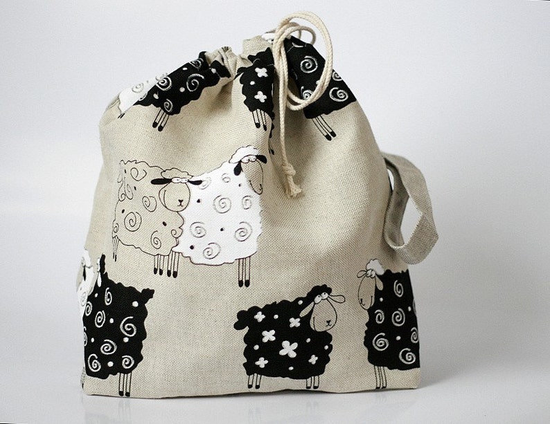 Sheep Print Project Bag Knitting Bag for Two at a Time Etsy