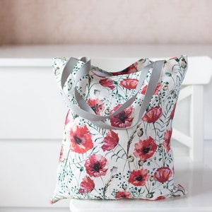 Shopping tote bag with Peony print image 3