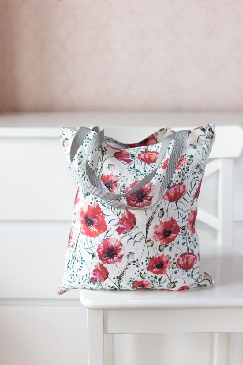 Shopping tote bag with Peony print image 3