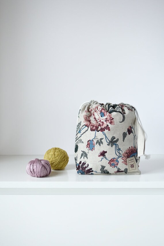 Drawstring bag. Large Knitting Project Bag. VIP bag. Knit | Etsy