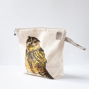 Work in progress Project Bag with zipper. Owl print. image 1