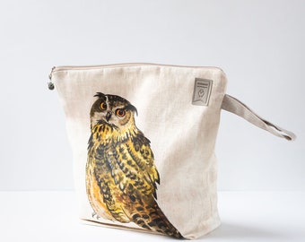 Work in progress Project Bag with zipper. Owl print.