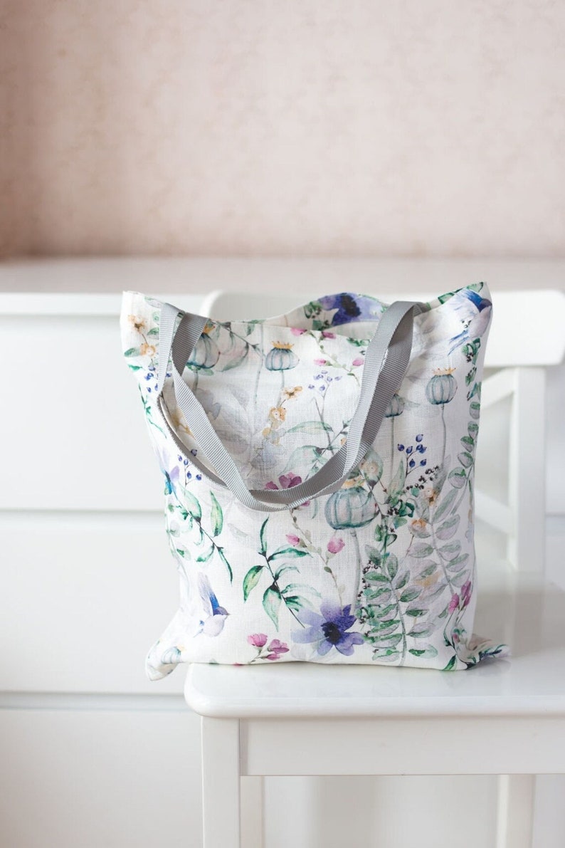 Shopping tote bag with Peony print image 4