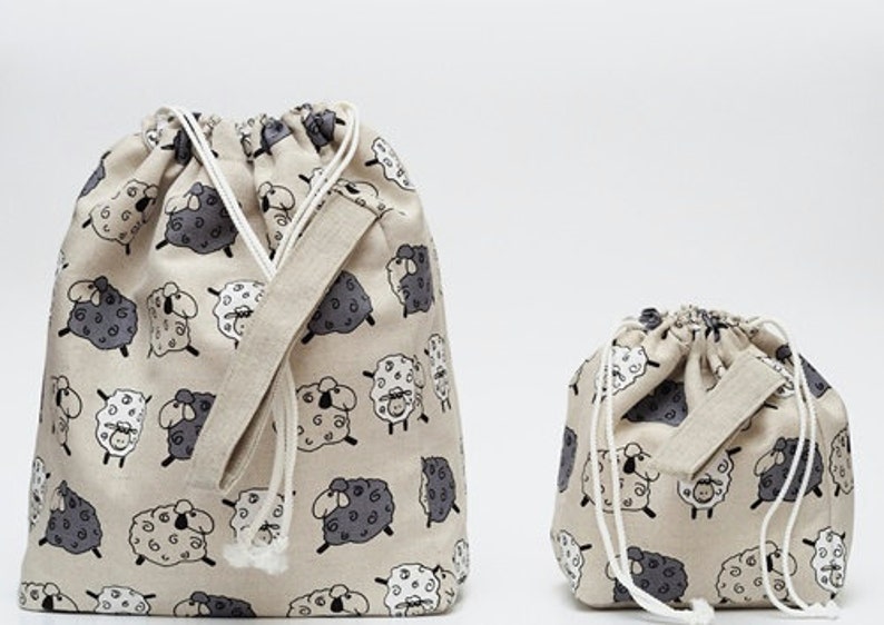 Large Drawstring Knitting Project Bag. SHEEP. Special Etsy