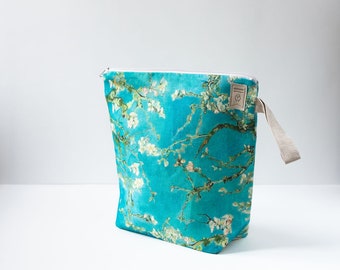 Almond Blossom by Vincent van Gogh Work in progress Project Bag with zipper. Small, Medium or Large Project bag.