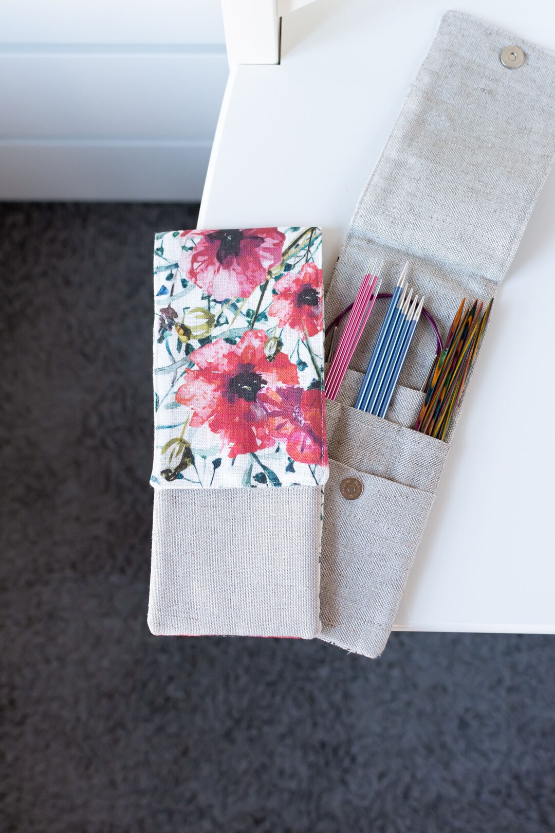 MINI Needle Case. Needles, Crochets and Hooks Case. Poppy Print Etsy