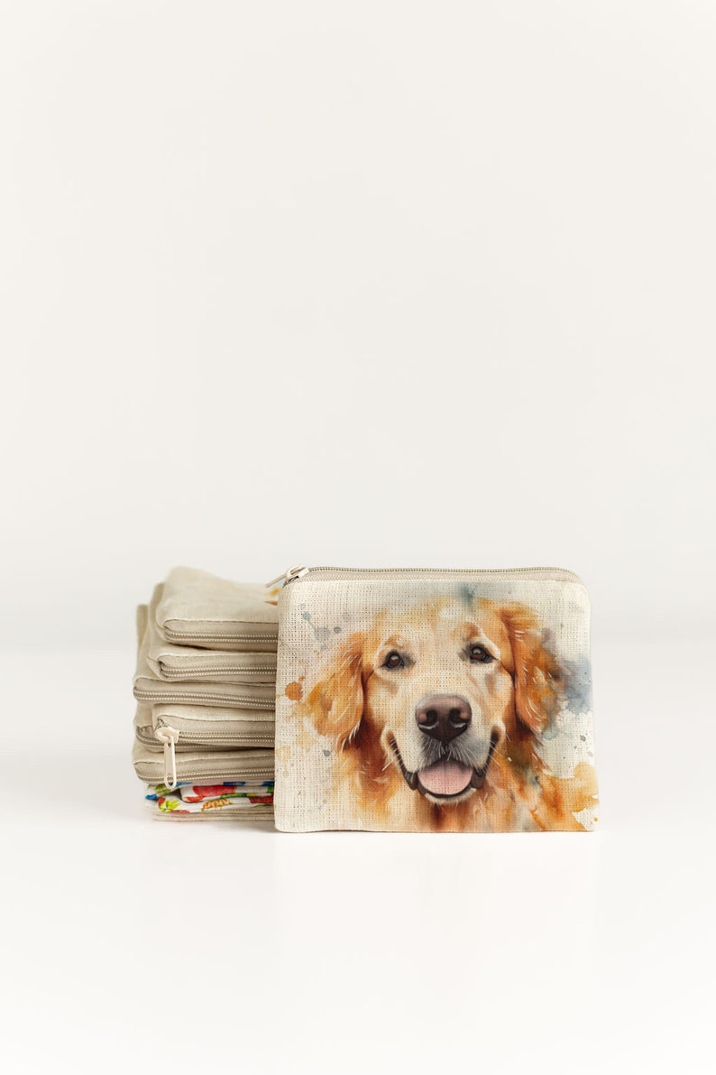 Small zip purse with Goldendoodle print Golden Retriever