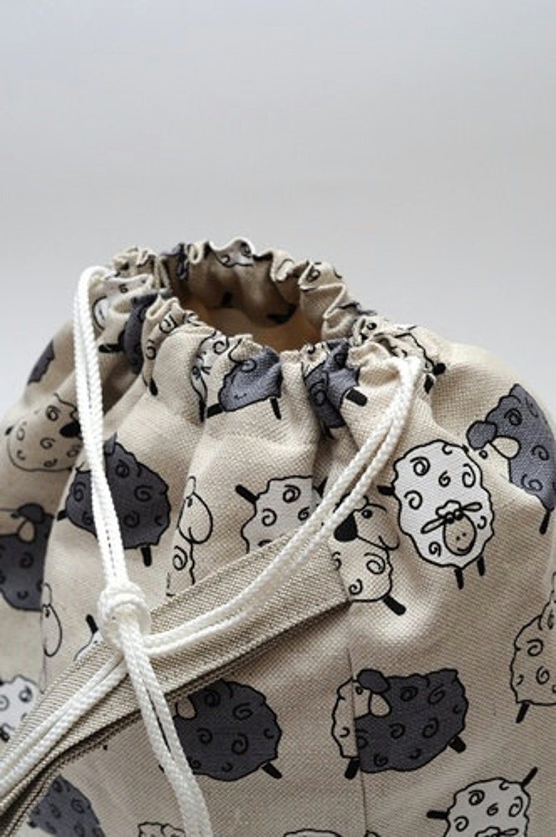 Large Drawstring Knitting Project Bag. SHEEP. Special Etsy