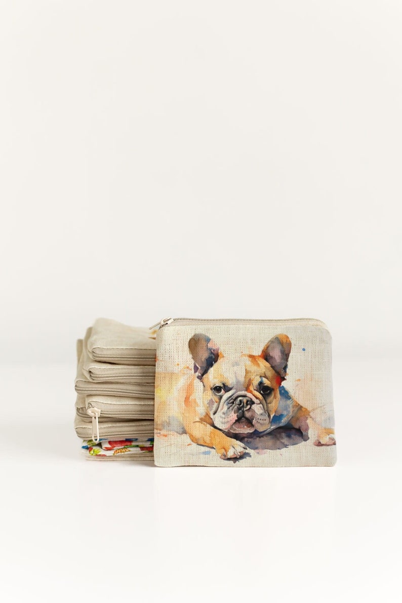 Small zip purse with Goldendoodle print French Bulldog